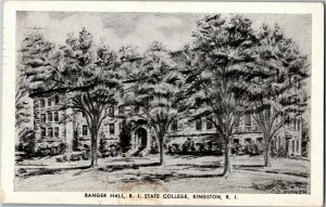 Ranger Hall, Rhode Island State College, Kingston RI c1955 Vintage Postcard B47