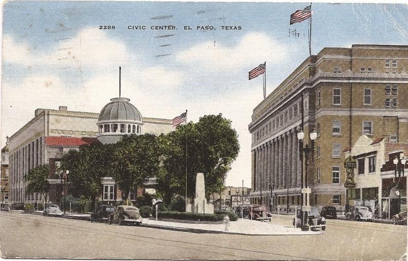 EL PASO TEXAS CIVIC CENTER CITY HALL & COURTHOUSE 1930s POSTCARD (3) 