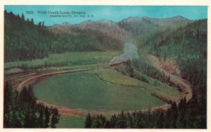 Vintage Postcard 1920's Shasta Route So. Pac. RR Wolf Creek Loop Oregon Railroad