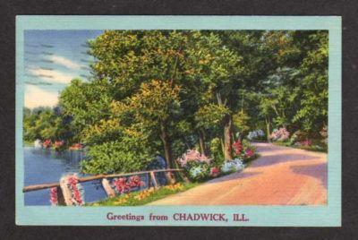 IL Greetings from CHADWICK ILLINOIS Postcard Linen PC