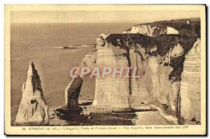 Old Postcard Etretat L & # 39Aiguille Door And Falaise D & # 39Avai