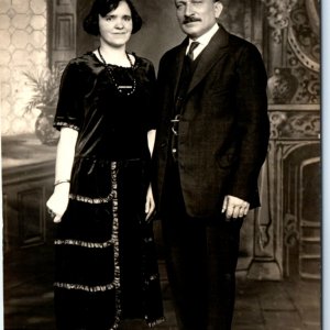 c1920s Bentonville, AK Older Man Woman Smiling Portrait RPPC Real Photo PC A139