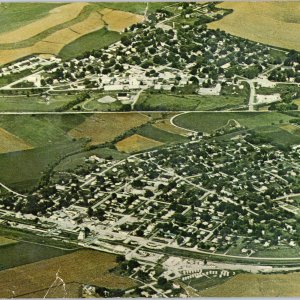 c1970 Neola Minden, IA Iowa Aerial View Farmers Merchants State Park Giant PC 8O