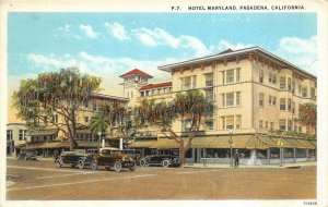 Pasadena California 1930s Postcard Hotel Maryland Cars