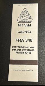 Vintage Matchbook Cover FRA 346 Panama City Beach, Florida MB116