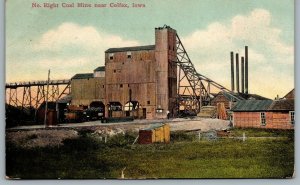 Postcard Colfax Iowa c1910 No. Eight Coal Mine Railroad Tracks Car Jasper County