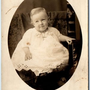 ID'd c1910s Little Boy RPPC Wear Dress Real Photo Postcard Transgender Polen A78