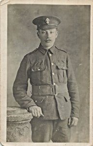 UNIDENTIFIED BRITISH MILITARY SOLDIER IN UNIFORM~REAL PHOTO POSTCARD