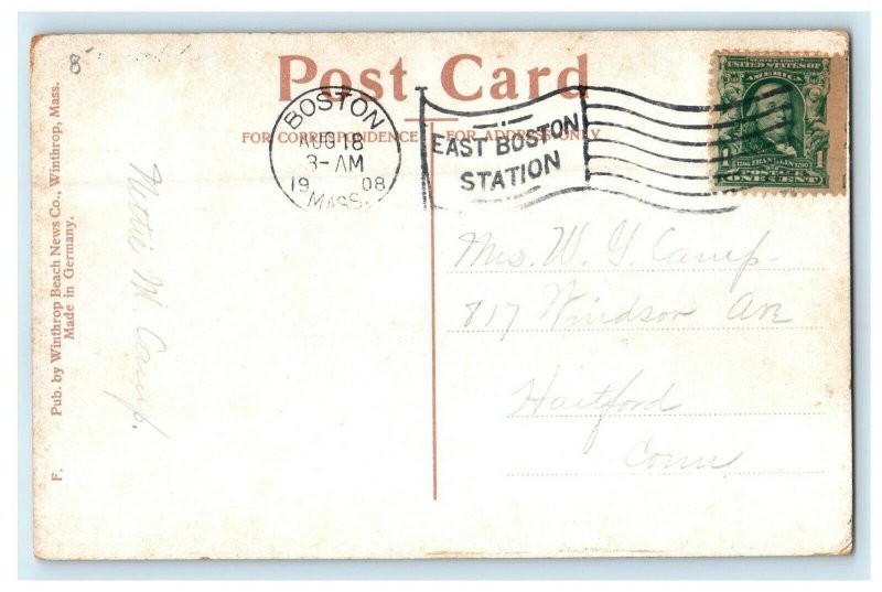 1908 Colonial Inn Hotel Winthrop Beach Massachusetts MA Antique Postcard 