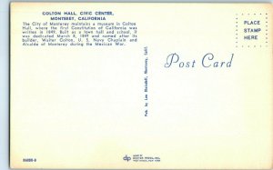 Colton Hall Civic Center First California Constitution Monterey CA Postcard