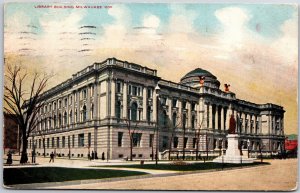 1912 Library Building Milwaukee Wisconsin WI Mainroad & Building Posted Postcard