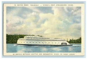 Motor Ferry Kalakala Seattle Bremerton Puget Sound Vintage Postcard P94 