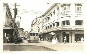 RPPC Postcard 454 Punahou Trolley on Front Street Honolulu HI c1930? Unposted