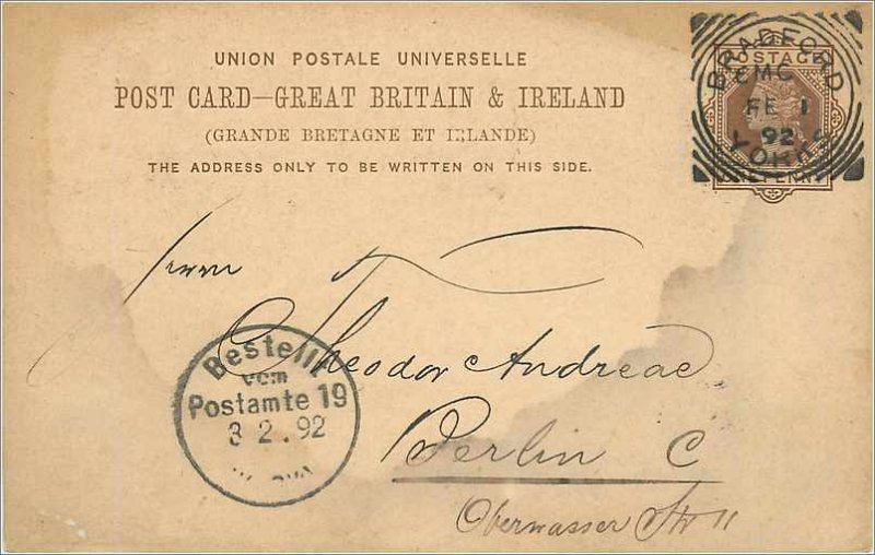 Entier Postal Stationery Postal Great Britain Great Britain 1892 Bradford to ...