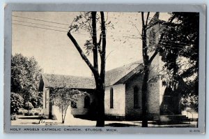 Sturgis Michigan MI Postcard Holy Angels Catholic Church Building 1937 Vintage