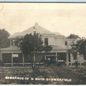 1910s Summerfield, FL Nathan Mayo Residence Home RPPC Real Photo Touring Car A10