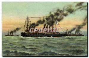 Old Postcard Boat Navy Joan of Arc Cruiser Breastplate