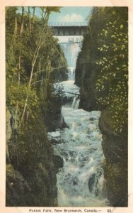 Vintage Postcard 1920's Pokiok Falls Waterfalls York County New Brunswick Canada