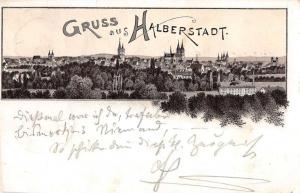 Halberstadt Germany Gruss aus Scenic View Antique Postcard J39616