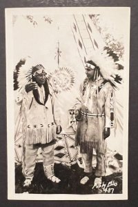 Mint USA Postcard Native American Indians RPPC Headdress Chief