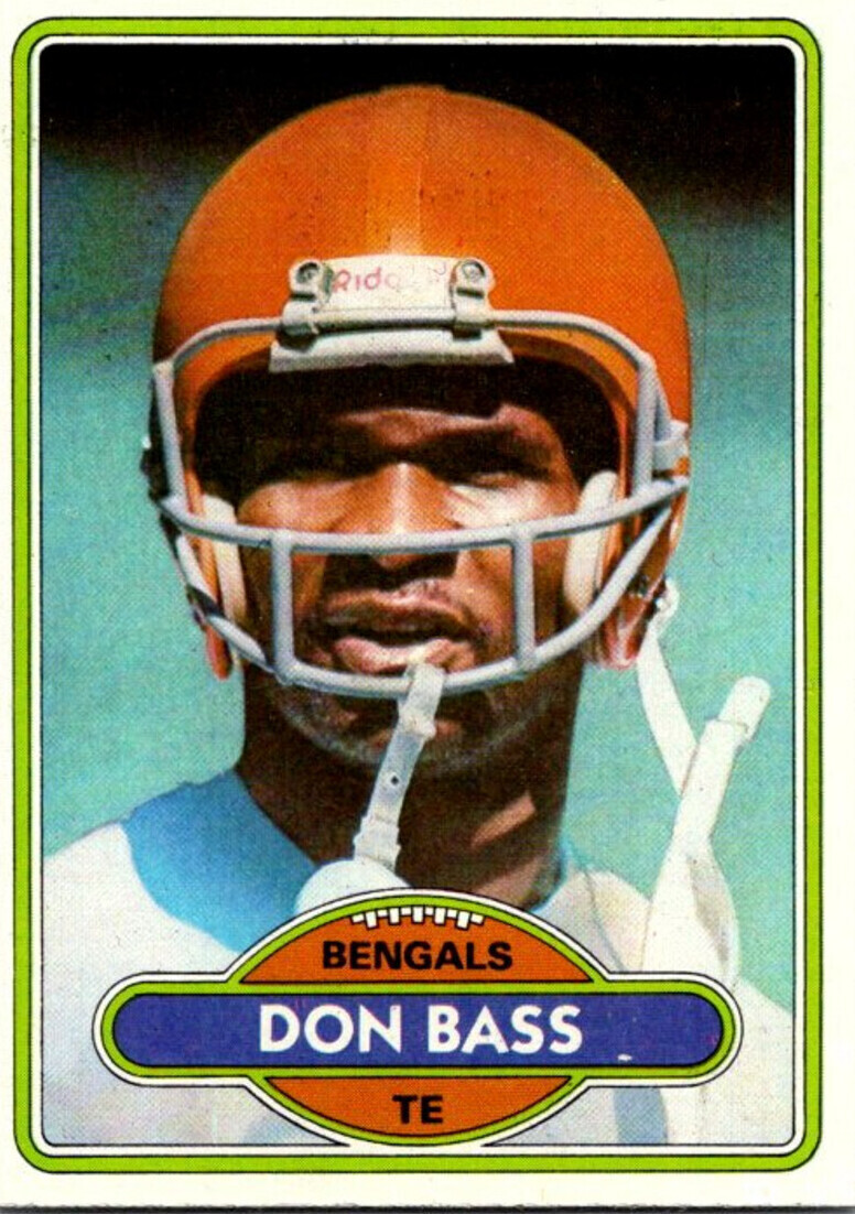 1980 Topps Football Card Don Bass TE Cincinnati Bengals sun0431