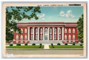 1943 Library Clemson College Building South Carolina SC Vintage Postcard