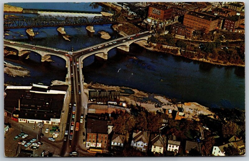 Vtg Zanesville Ohio OH Y-Bridge Muskingum Licking Rivers 1960s View Postcard