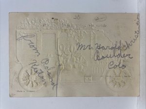 For my Valentine Embossed German Holiday Postcard