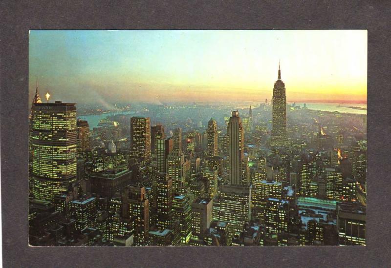 NY Empire State Building Bldg Pan Am Chrysler New York City Postcard NYC