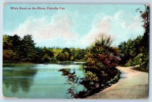 Petrolia Ontario Canada Postcard Wide Bend on the River 1909 Antique Posted