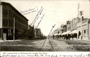 Junction City Kansas Washington Street Good Message Markings Vintage Postcard