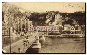 Old Postcard Dinant Citadel Church and the Bridge