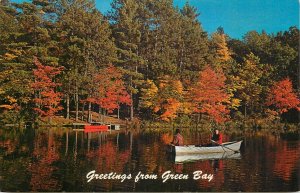 Sailing & navigation themed postcard Green Bay fishing rowboat Wisonsin autumn