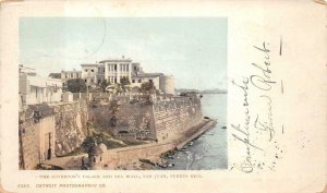 THE GOVERNOR'S PALACE & SEA WALL SAN JUAN PUERTO RICO POSTCARD 1904