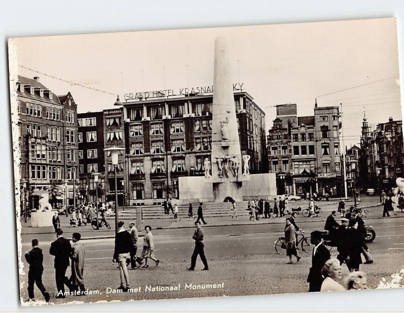 Postcard Dam with National Monument, Amsterdam, Netherlands