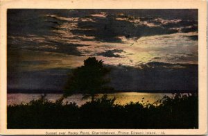 VINTAGE POSTCARD SUNSET OVER ROCKY POINT CHARLOTTETOWN PRINCE EDWARD ISLAND 1938