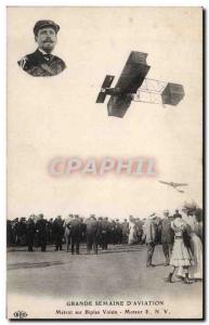 Old Postcard Grande Semaine d & # 39aviation Metrot on Voisin biplane