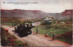 Looking Thru Golden Gateway Denver in Distance Colorado Vintage Postcard C095