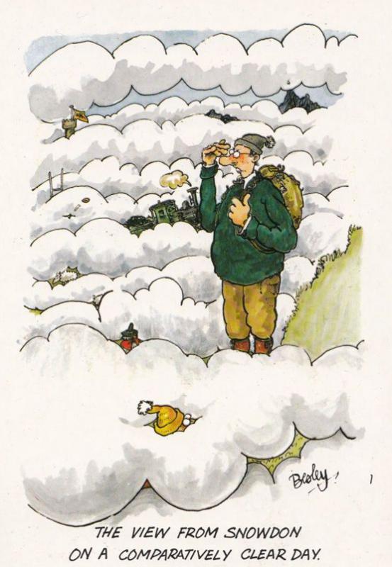 Snowdon Weather On A Beautiful Clear Day Scottish Comic Humour Postcard