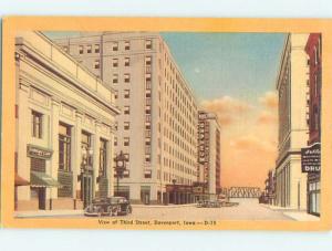 Unused Linen STREET SCENE Davenport Iowa IA hs3255