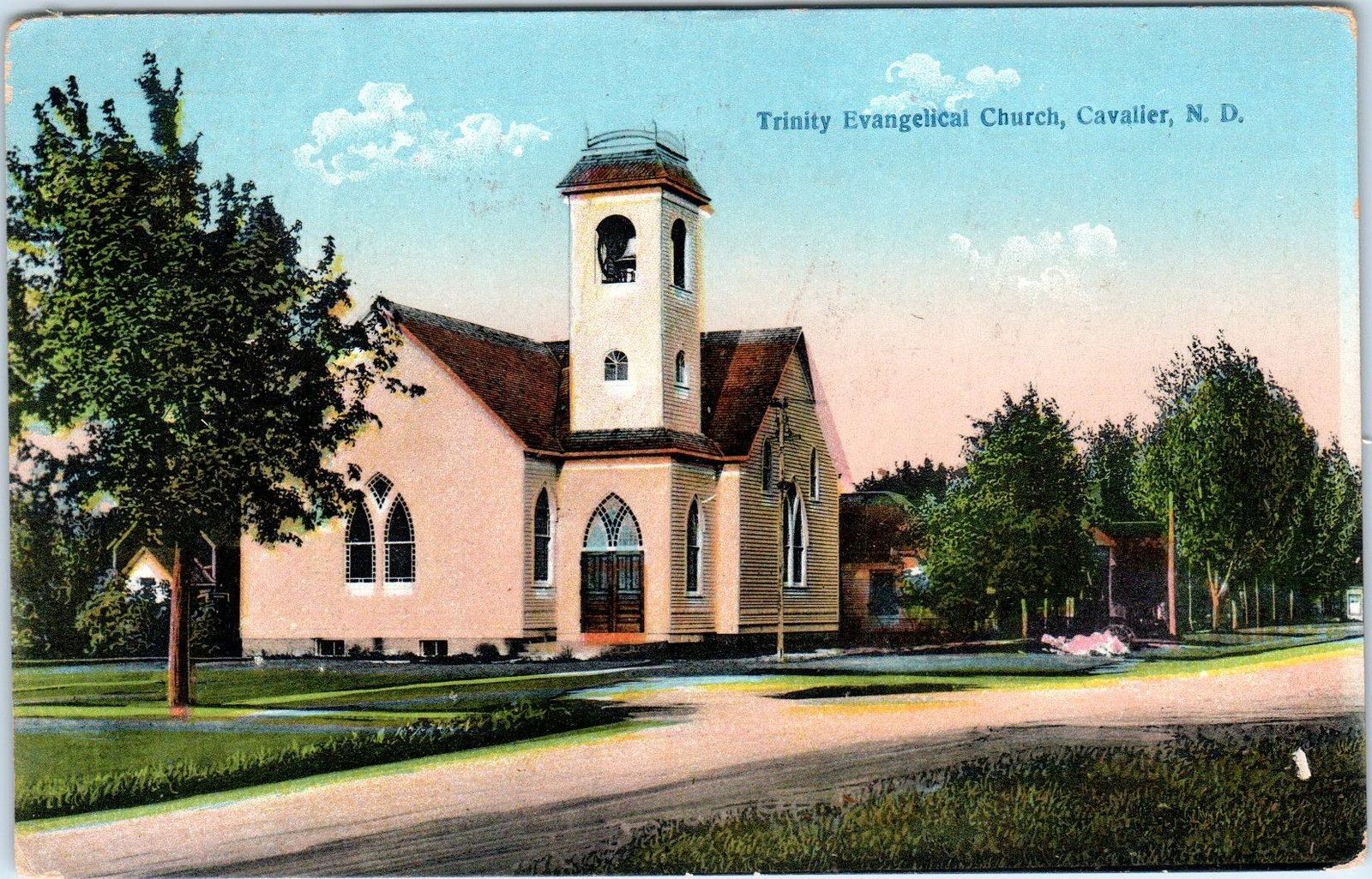 CAVALIER, ND North Dakota TRINITY EVANGELICAL CHURCH c1910s Postcard