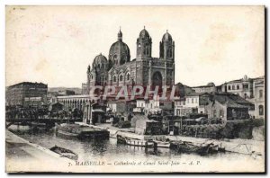 Old Postcard Marseille Cathedral and Canal Saint John