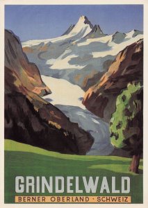 Grindelwald 1930 Switzerland Swiss Travel Advertising Poster Postcard