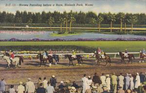 Horse Racing Horses Parading Before A Race Hialeah Park Miami Florida 1944 Cu...