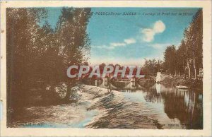 Old Postcard Pourcain on sioule arrage and the bridge over the sioule