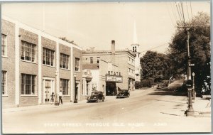 PRESQUE ISLE ME STATE STREET VINTAGE REAL PHOTO POSTCARD RPPC