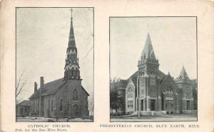 Blue Earth Minnesota~Catholic & Presbyterian Churches~1910 Bee Hive Store Pc