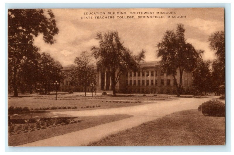 c1910 Education Building State Teachers College Springfield Missouri MO Postcard 