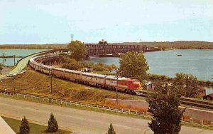 Santa Fe Railroad Train Bridge Fort Madison Iowa Fred Harvey postcard