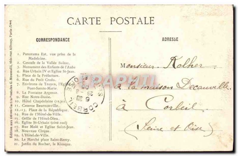 Old Postcard Souvenir De Troyes